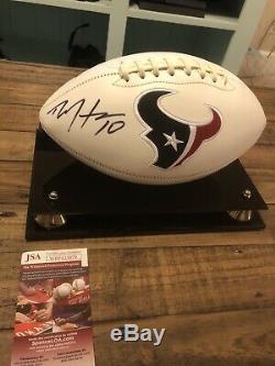 Deandre Hopkins Signé Football Autograph Avec Affichage De Cas Jsa Houston Texans Coa