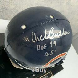Dick Butkus NFL Hof Autographié Casque De Football Bgs Cert Nom Présentoir Coa