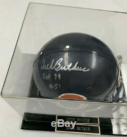Dick Butkus NFL Hof Autographié Casque De Football Bgs Cert Nom Présentoir Coa