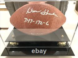 Don Shula entraîneur signé 347-172-6 football avec vitrine et certificat d'authenticité Shula 1996