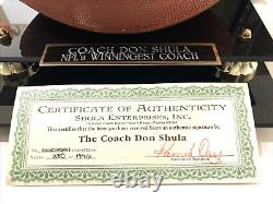 Don Shula entraîneur signé 347-172-6 football avec vitrine et certificat d'authenticité Shula 1996