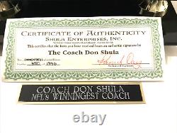 Don Shula entraîneur signé 347-172-6 football avec vitrine et certificat d'authenticité Shula 1996