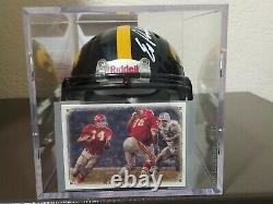 Ed Podolak Signé Hof 21 Iowa Hawkeyes Speed Mini Casque (jsa Coa) Avec Affichage