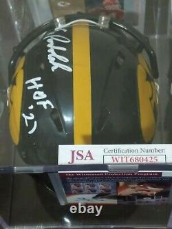 Ed Podolak Signé Hof 21 Iowa Hawkeyes Speed Mini Casque (jsa Coa) Avec Affichage