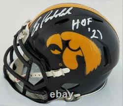 Ed Podolak Signé Hof 21 Iowa Hawkeyes Speed Mini Casque (jsa Coa) Avec Affichage