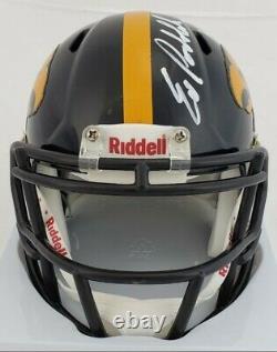 Ed Podolak Signé Hof 21 Iowa Hawkeyes Speed Mini Casque (jsa Coa) Avec Affichage