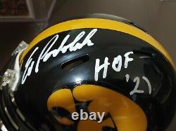 Ed Podolak Signé Hof 21 Iowa Hawkeyes Speed Mini Casque (jsa Coa) Avec Affichage