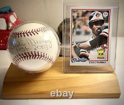 Eddie Murray HOF Autographe baseball & 78 Topps RC COA Set + support d'affichage