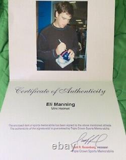 Eli Manning Super Bowl XLVI Mvp Autographié Mini Casque Withcoa & Vitrine