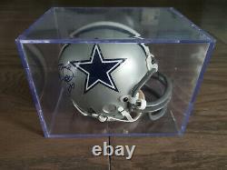 Emmit Smith Autographié Dallas Cowboys Riddell Mini Casque-affichage Case-no Coa