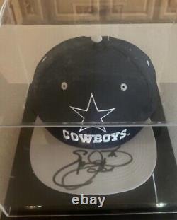 Emmitt Smith a signé Auto NWT NFL Game Day Hat + Display Case Et JSA COA Rare