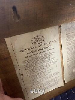 Ensemble d'exposition Vintage Case XX 200e anniversaire de la Constitution Aigle couteau en bois de cerf