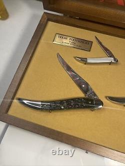 Ensemble de couteaux 1984 CASE XX TEXAS TOOTHPICK, avec boîte d'affichage d'usine, certificat d'authenticité, numéro bas.