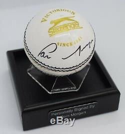 Eoin Morgan Signé Cricket Autograph Ball Présentoir Angleterre Sport Aftal Coa