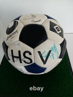 Équipe de football Hamburger SV signée 1980/1981 + boîtier de présentation Signature HSV COA