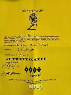 Ernie Holmes Pittsburgh Steelers Signé Mini Casque Authentique Boîtier D'affichage Coa