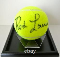 Étui d'affichage de balle de tennis avec autographe signé de Rod Laver, objet de collection sportive avec certificat d'authenticité