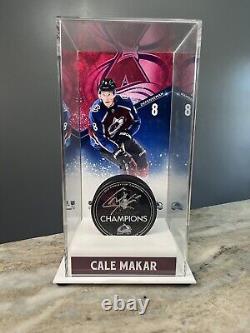 Étui de rondelle signée autographiée par Cale Makar, auto Avalanche Stanley Cup Fanatics COA