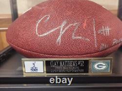 Football signé à la main par Clay Matthews avec vitrine et certificat d'authenticité Big Play Cla Packers