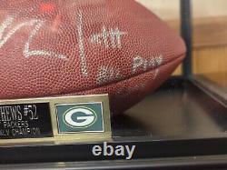 Football signé à la main par Clay Matthews avec vitrine et certificat d'authenticité Big Play Cla Packers