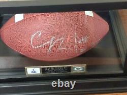 Football signé à la main par Clay Matthews avec vitrine et certificat d'authenticité Big Play Cla Packers