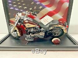 Franklin Mint 1990 Harley Davidson Fat Boy Fatboy Motorcycle Coa Vitrine