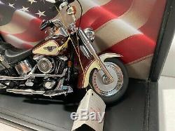 Franklin Mint 1990 Harley Davidson Fat Boy Fatboy Motorcycle Coa Vitrine