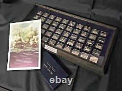 Franklin Mint Grands Navires de Combat d'Amérique en Boîte en Bois COA Lingots d'Argent