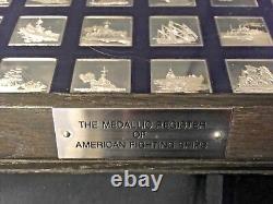 Franklin Mint Grands Navires de Combat d'Amérique en Boîte en Bois COA Lingots d'Argent