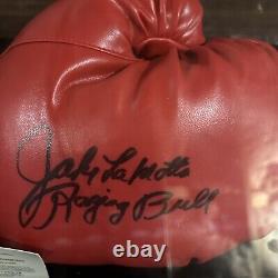 Gant de boxe Everlast autographié par Jake LaMotta Raging Bull! COA dans un étui d'exposition