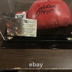 Gant de boxe Everlast autographié par Jake LaMotta Raging Bull! COA dans un étui d'exposition