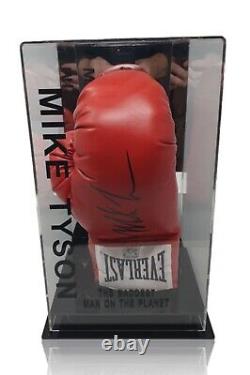 Gant de boxe Everlast rouge signé à la main par Mike Tyson dans un coffret d'exposition avec certificat d'authenticité