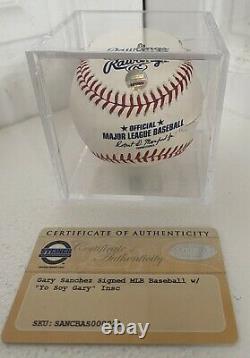 Gary Sanchez Ny Yankees Baseball Autographié/singé Avec Coa Et Boîtier D'affichage