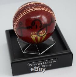 Geoff Boycott Signé Cricket Autograph Ball Présentoir Angleterre Aftal Coa
