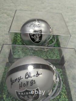 George Blanda & Jim Otto Raiders Signé Mini Casques Hof Cao Vitrines Incl