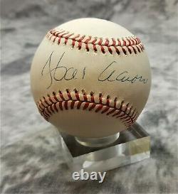 Hank Aaron Hand-signé Rawlings Baseball Officiel Avec Coa & Display Case Braves