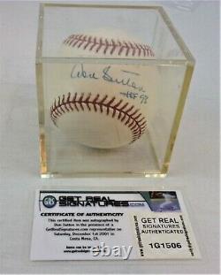 Hof'98 Don Sutton Autographié Signé Oml Baseball W Coa Dans Le Cas D'affichage