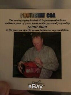 Incroyable, Massive Bv Bird Larry Autograph Basket Withcoa Et Vitrine