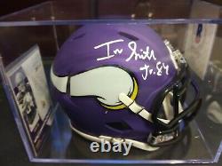 Irv Smith Jr Signé Minnesota Vikings Speed Mini Casque (beckett Coa) Avec Affichage