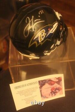 Jamal Lewis Autographied Baltimore Ravens Mini Casque Avec Photo Coa & Display Case