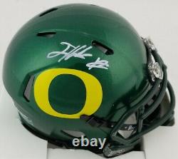 Jevon Holland Signé Oregon Canards Speed Mini Casque (jsa Témoin Coa)