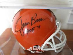 Jim Brown Autographed Browns Mini Casque Withcoa, Ltd Ed Football, Vitrine, DVD