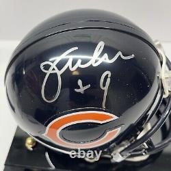 Jim McMahon a signé le mini casque Chicago Bears Schwarts COA SB XX QB / boîte d'affichage