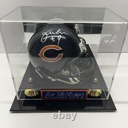 Jim McMahon a signé le mini casque Chicago Bears Schwarts COA SB XX QB / boîte d'affichage