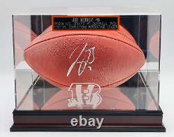 Joe Burrow Cincinnati Bengals Ballon de football autographié Fanatics COA avec boîtier d'affichage