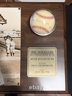 Joe Dimaggio Baseball Autographié #d 93/361 Coa Avec Boîtier D'affichage Edition Limitée