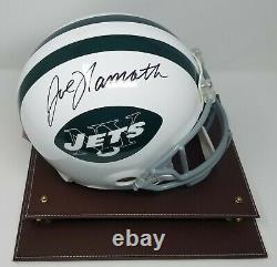 Joe Namath A Signé New York Jets Tb F/s Authentic Helmet Jsa Coa 887 Display Case