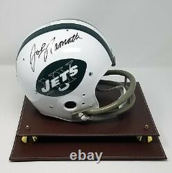 Joe Namath A Signé New York Jets Tb Tk F/s Helmet Jsa Coa 897 Display Case