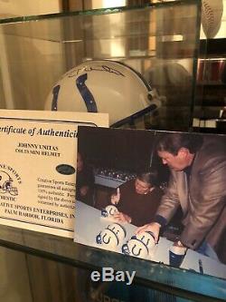 Johnny Unitas Signé Colts Mini Casque Double Oce Cas Affichage