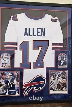 Josh Allen a signé un affichage encadré personnalisé de 34 x 42 maillot des Buffalo Bills avec certificat d'authenticité JSA.